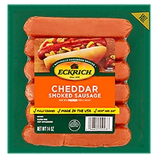 Eckrich Cheddar Smoked Sausage with Pork, Turkey & Beef, 14 oz, 14 Ounce