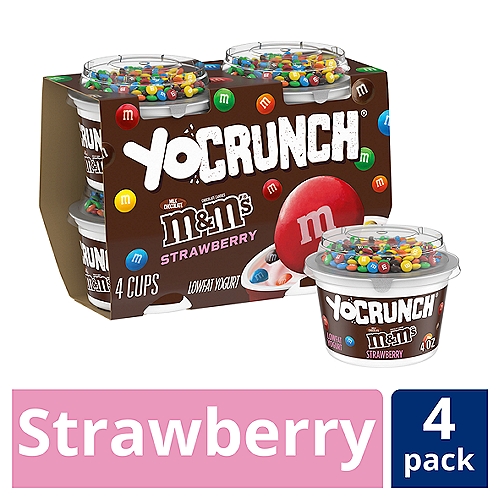 Make snack time fun with YoCrunch Lowfat Strawberry Yogurt with M&Ms. This lowfat yogurt is deliciously smooth and creamy--and best of all, it comes with M&Ms topping, so you can add a fun crunch to every bite. 

YoCrunch puts snack time in your control: you can sprinkle just the amount of toppings you want, save them for last, or mix everything together for maximum crunch. Either way, YoCrunch is a perfectly portioned, off-the-charts yummy, anytime treat your entire family will love.
In 1985, the YoFarm Yogurt Company embarked on a mission to create a delicious yogurt snack. After a few years of experimenting, we discovered that our yogurt simply isn't complete without a little crunch--and just like that, YoCrunch arrived on the scene. Available in a taste bud-tantalizing range of flavors and toppings, YoCrunch offers a fun snacking experience that the entire family can enjoy.