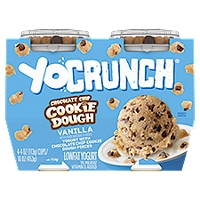 YoCrunch Chocolate Chip Cookie Dough Vanilla Lowfat Yogurt, 4 oz, 4 count