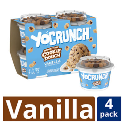 YoCrunch Vanilla with Chocolate Chip Cookie Dough Pieces Low Fat Yogurt, 4 oz, 4 count