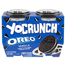 YoCrunch Oreo Cookie Pieces Vanilla Lowfat Yogurt, 4 oz, 4 count