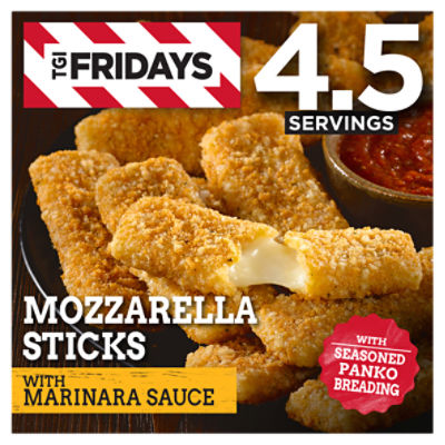 TGI Fridays Mozzarella Sticks Frozen Snacks with Marinara Sauce, 17.4 oz Box, 17.4 Ounce