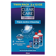 Clear Care Triple Action Cleaning & Disinfectant Solution Twin Pack, 12 fl oz, 2 count, 24 Fluid ounce