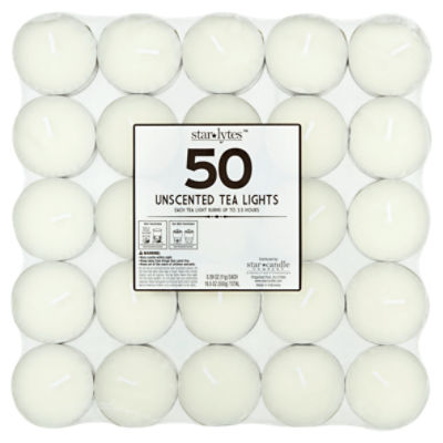 Star Lytes Unscented Tea Lights, 0.39 oz, 50 count