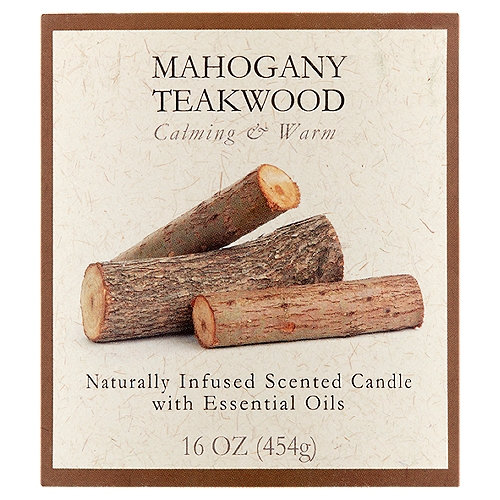 Mahogany Teakwood Scented Candle, 16 oz
Naturally Infused Scented Candle with Essential Oils