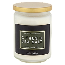 Unbranded Candle Citrus & Sea Salt Soy Blend Scented, 16 Ounce