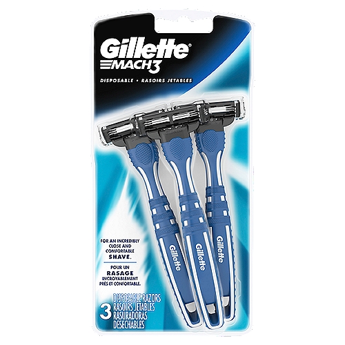 Gillette® Mach3 Disposable, for an incredibly close and comfortable shave. 
Its 3 blades are positioned progressively to extend gradually closer. High definition edges give you smooth skin with each stroke.

The Best a Man Can Get.®