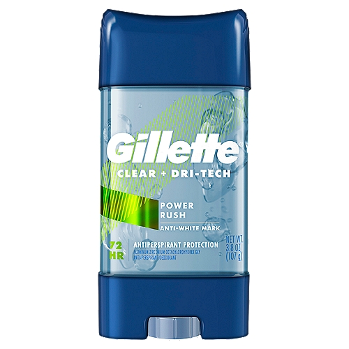 Gillette Antiperspirant Deodorant for Men, Clear Gel, Power Rush, 72 Hr. Sweat Protection, 3.8 oz