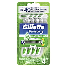 Gillette Sensor3 Sensitive, Disposable Razors, 4 Each