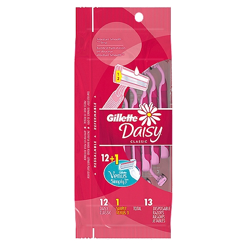 Gillette Daisy Classic and Simply Venus 3 Disposable Razors, 13 count
