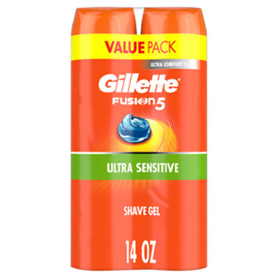 Gillette Fusion5 Ultra Sensitive Shave Gel Value Pack, 7 oz, 2 count, 14 Ounce