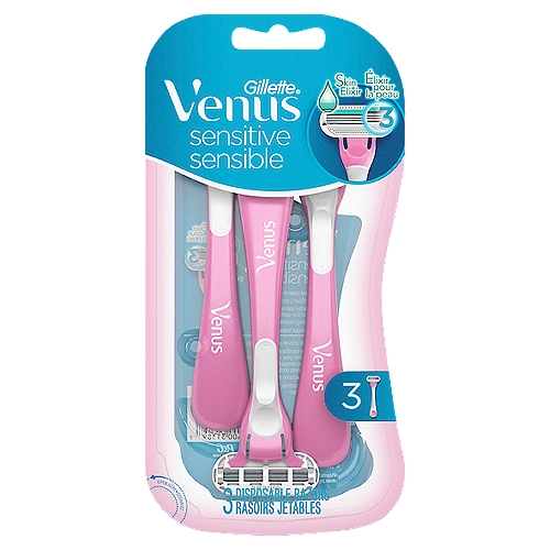Moisture Strips with more lubricants for glide (vs. venus oceana). 3 blades surrounded by soft protective cushions guard against nicks and cuts. No razor blade change required; just use and toss.