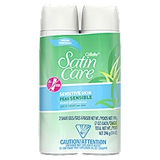 Gillette Satin Care Sensitive Skin Shave Gel with Aloe Vera Twin Pack, 7 oz, 2 count