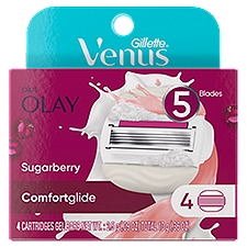Gillette Venus ComfortGlide Sugarberry, Cartridges and Gel Bars, 4 Each
