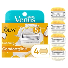 Gillette Venus Comfortglide Plus Olay Coconut Cartridges and Gel Bars, 4 count