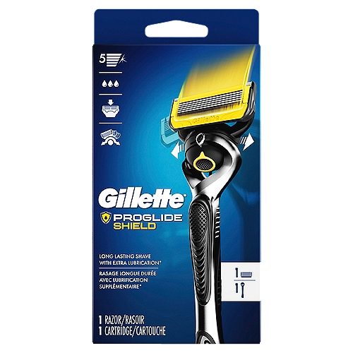 Gillette Proglide Shield Cartridge and Razor, 1 count
Dare to get close. Long lasting shave with extra lubrication*
A smooth shave for unbeatable closeness*
*vs top selling razor
*vs. ProGlide
ProShield is now ProGlide Shield.

Flexball™ responds to contours, getting virutally every hair