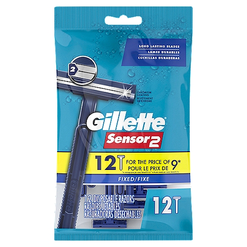 Gillette Sensor2 Fixed Head Disposable Razors, 12 count