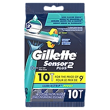 Gillette Sensor2 Plus Razors, Pivoting Head Men's Disposable, 10 Each