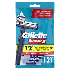 Gillette Sensor2 Fixed Head Men's Disposable Razors, 12 Count