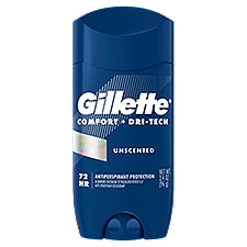 Gillette Comfort + Dri-Tech Antiperspirant Deodorant for Men, Invisible Solid Unscented 72 Hr. Sweat Protection, 3.4 Ounce