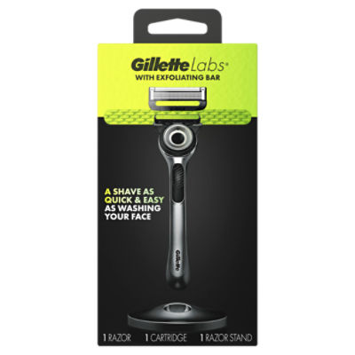 GilletteLabs with Exfoliating Bar by Gillette Razor for Men - 1 Handle, 1 Razor Blade Refill, Includes Premium Magnetic Stand