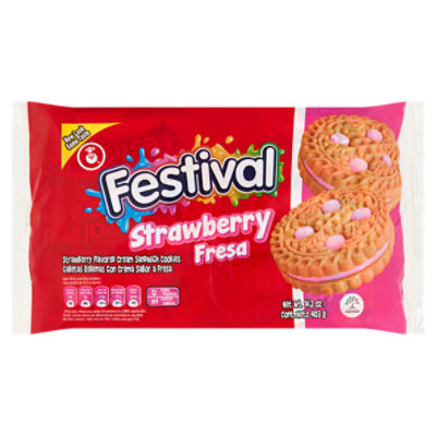 Nutresa Festival Strawberry Flavored Cream Sandwich Cookies, 12 count, 14.2 oz