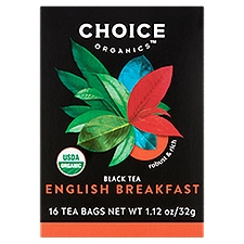 Choice Organics English Breakfast Black Tea Bags, 16 count, 1.12 oz