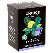 Choice Organics Earl Grey Black, Tea Bags, 16 Each