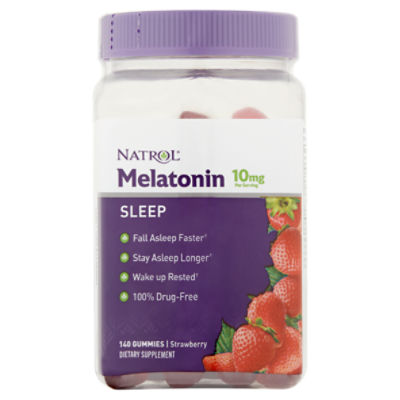 Natrol Strawberry Sleep Melatonin Gummies, 10 mg, 140 count