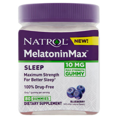 Natrol MelatoninMax Sleep Blueberry Dietary Supplement, 10 mg, 80 count