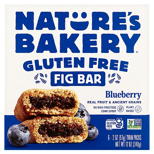 Nature's Bakery Blueberry Gluten Free Fig Bar, 2 oz, 6 count
Soft-Baked. Minus Gluten. Pure Joy!
We've baked up a gluten-free recipe of our best-selling fig bars. Made with flaxseeds and whole grains, all certified gluten-free, for a nourishing snack that won't slow you down.