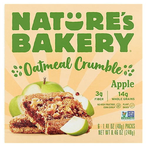 Nature's Bakery Apple Oatmeal Crumble, 1.41 oz, 6 count
Start on a High Oat.
On your marks, get set, and get going with the real champion of breakfast: Oatmeal. A delicious source of fiber and whole grain, our Oatmeal Crumble bar is perfect for mornings when you need an instant boost to your day.

Wholesome baked in.