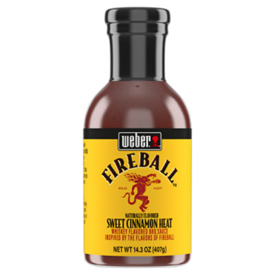 Weber Fireball Red Hot Sweet Cinnamon Heat Whiskey Flavored BBQ Sauce, 14.3 oz