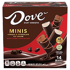 DOVE Dark Chocolate Mini Ice Cream Bars with Vanilla and Chocolate Ice Cream - 14ct