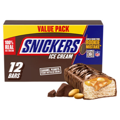 Snickers Caramel, Peanuts, Peanut Butter Ice Cream Bars Value Pack, 2.0 fl oz, 12 count