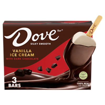 Dove Bar Vanilla with Dark Chocolate Ice Cream Bars, 3 count, 8.67 fl oz