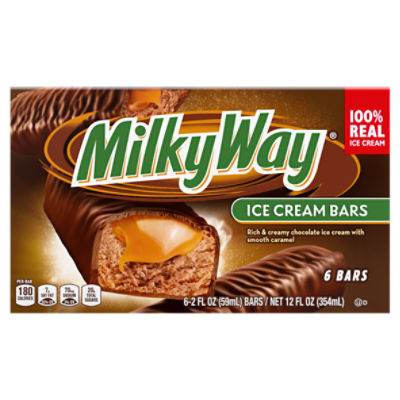 Milky Way Rich & Creamy Chocolate Ice Cream Bars with Smooth Caramel, 2.0 fl oz, 6 count