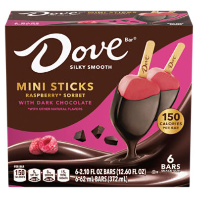 DOVEBAR Rasberry Sorbet With Dark Chocolate Snack Size Bars 6-ct Box, 12.6 Fluid ounce