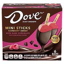Dove Bar Raspberry Sorbet Bars with Dark Chocolate, 2.10 fl oz, 6 count