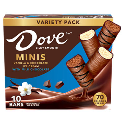 Dove Bar Minis Vanilla & Chocolate Ice Cream Bar Variety Pack, 10 count, 7.5 fl oz