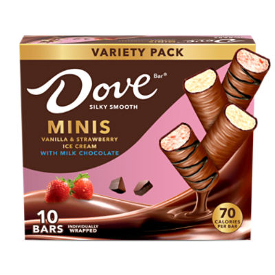 Dove Bar Minis Vanilla & Strawberry Ice Cream Bars Variety Pack, 10 count, 7.5 fl oz