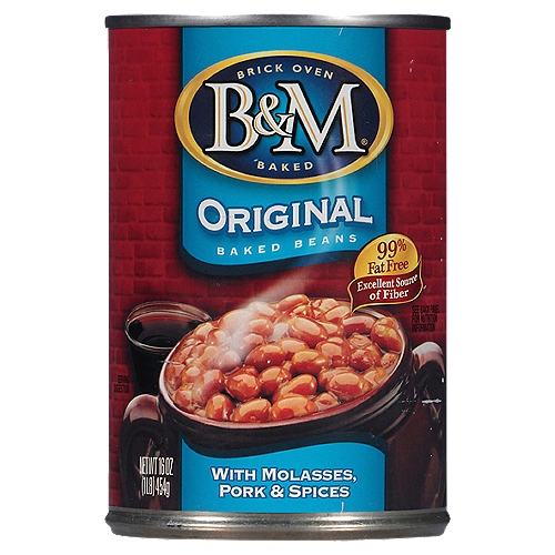 Delicious B&M beans are slow-baked in brick ovens for hours. Our baking method produces beans with a perfect texture and deep flavor unlike any others. Wholesome and healthful, B&M beans are sweetened with molasses and cane sugar, are an excellent source of fiber and 99% fat free.nWith B&M, you'll enjoy every spoonful!