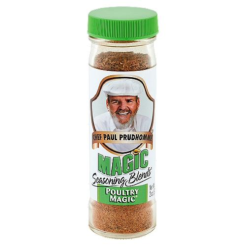 Chef Paul Prudhomme Magic Poultry Magic Seasoning Blends, 2 oz
Poultry Magic® gives great flavor to roasted, baked, broiled, barbecued, stir-fried, sautéed or grilled chicken, turkey, duck, Cornish hens and game birds. Also great when cooking seafood, meat, vegetables, soup, rice, bean and pasta dishes.