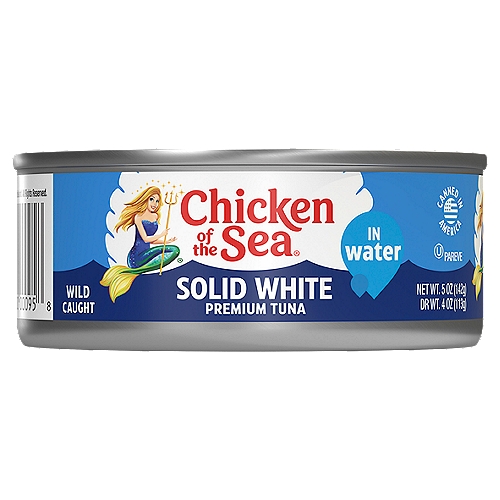 Chicken of the Sea Solid White Albacore Tuna in Water, 5 oz
Heart Healthy Omega-3*
*Supportive But Not Conclusive Research Shows that Consumption of EPA and DHA Omega-3 Fatty Acids May Reduce the Risk of Coronary Heart Disease. One Serving of White Tuna in Water Provides 262mg of EPA and DHA Omega-3 Fatty Acids.