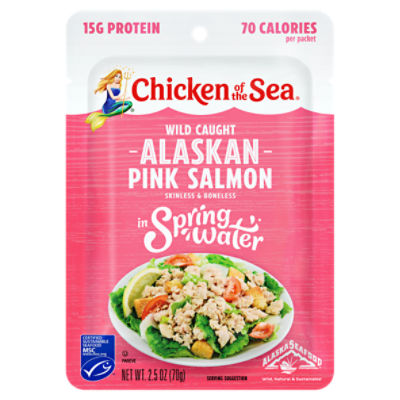 Alaska Seafood Chicken of the Sea Wild Caught Alaskan Pink Salmon in Spring Water, 2.5 oz