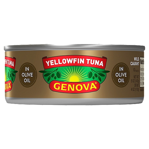 Genova Yellowfin Tuna in Olive Oil, 5 oz
Premium Yellowfin Tuna

Genova® Yellowfin tuna fillets are hand-selected, wild-caught and packed in just the right amount of olive oil, delivering a simply flavorful experience!