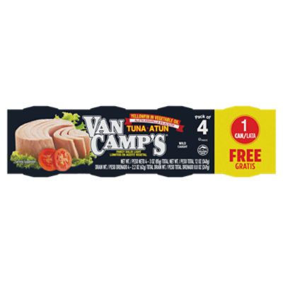 Van Camp's Yellowfin in Vegetable Oil Tuna, 3 oz, 4 count