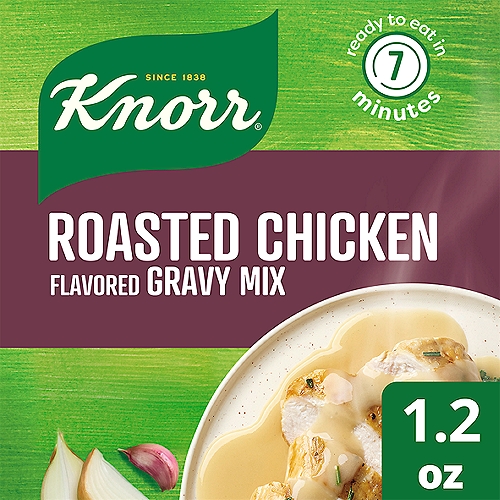 **Please note: packaging may vary ** There's always something extra-satisfying about digging into a heaping bowl of gravy, regardless of what time of year it is. The irresistible flavor of Knorr Roasted Chicken Gravy Mix pairs with more than just chicken — try it with dishes like our Sweet & Sour Pork. A traditional blend of herbs and spices makes our Roasted Chicken Gravy Mix a deliciously familiar addition to all kinds of meals and side dishes. Knorr Gravy Mix is made with no artificial flavors and no added MSG, except those naturally occurring glutamates, which is why it's always a staple at dinner tables.nHere at Knorr, we know that making a great gravy can take hours. It takes time to roast the meat and collect the drippings before working it into a delicious gravy on the stove. That's why our chefs take the time and effort to make sure all four of our Gravy Mixes taste like they took hours to make. Try mixing some turkey drippings into our Roasted Turkey Gravy Mix next Thanksgiving; we're positive your guests won't be able to tell the difference! nDiscover more quick and delicious dinner ideas at Knorr.com. Hundreds of recipes are available to help you find dinner inspiration. We at Knorr believe that good food matters, and everyday meals can be just as magical as special occasions. Our products owe their taste and flavors to the culinary skills and passion of our chefs, and we source high-quality ingredients to create delicious side dishes, bouillons, sauces, gravies, soups, and seasonings enjoyed by families everywhere.