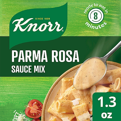Knorr Sauce Mix Parma Rosa 1.3 oz
**Please note: packaging may vary ** We adore our Parma Rosa Sauce Mix! The mouth-watering aroma of sweet tomatoes gives this creamy pasta sauce mix the irresistible Italian flavor experience we crave. Our Knorr chefs took a classic Italian recipe and transformed it into this quick-to-prepare sauce mix that will take just about any dish you can imagine to the next level. Knorr Sauce Mix Parma Rosa delicious pasta sauce mix contains no artificial flavors and no added MSG except those naturally occurring glutamates. 

When it comes to the perfect vehicle for our Parma Rosa pasta sauce mix, you just can't beat good, old-fashioned pasta. Toss it in just as your noodles are freshly cooked, right after you've drained them, to really incorporate the flavor. Pile with plenty of grated Parmesan for an extra cheesy delight before serving. 

If weeknight pastas aren't your style, this sauce mix is your shortcut to all kinds of delicious yet simple meals. Try brushing boneless, skinless chicken breasts with our Knorr Parma Rosa Sauce before popping them into the oven. You'll instantly inject a bit of color while this easy sauce mix takes your white meat chicken from blah and dry to zesty and flavorful. 

Our Sauce Mixes are fantastic whenever you're looking for a delicious meal topping in a pinch. With a wide range of sauce mixes to choose from, we're sure you'll find something to help you turn a simply wonderful dinner into a winning one. From a velvety, cream-based version of our Pesto Sauce to a buttery Béarnaise that's all but tailor-made for a tender medium-rare steak, our mixes will make every dish from your home kitchen taste like it came straight from a restaurant.