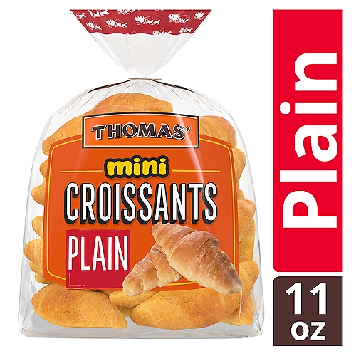 Thomas Plain Mini Croissants, 19 count, 11 oz
Thomas' Mini Croissants are the perfect meal or on-the-go snack with its mess-free, flakeless dough and convenient smaller size.